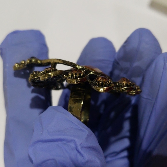 Vintage Peacock Ring – Brown Gemstones & Center Stone – Adjustable Women Jewelry - Picture 8 of 10